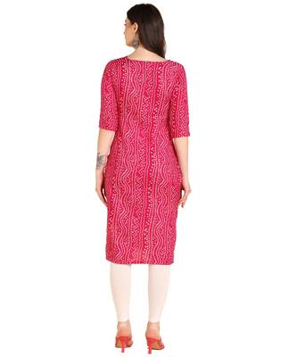 Pink Printed Cotton Straight Kurta 3