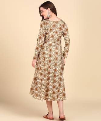 Mustard Printed Cotton Round Kurta 2
