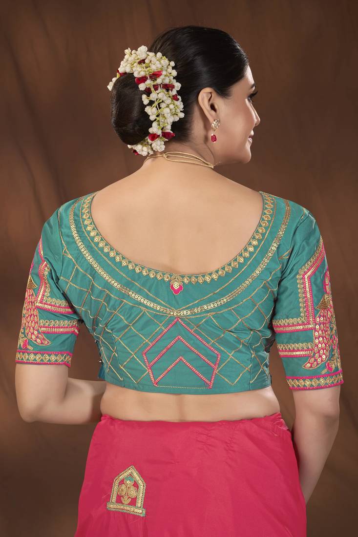 Manohari designer most trendy woven pink saree with unstitch blouse piece