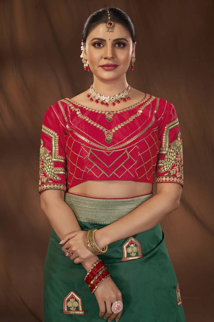 Manohari Designer Most Trendy Woven Green Saree With Unstitch Blouse Piece