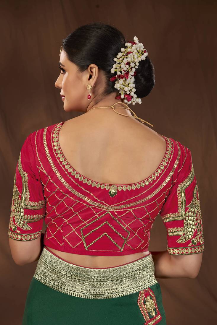 Manohari Designer Most Trendy Woven Green Saree With Unstitch Blouse Piece