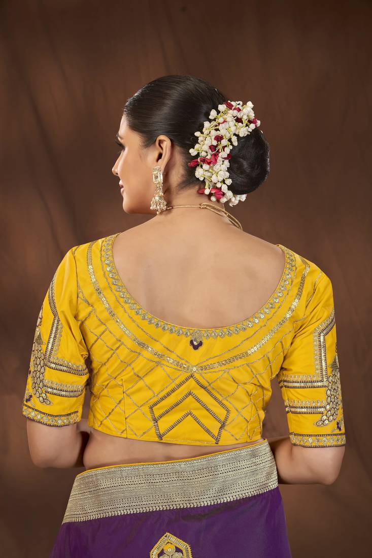 Manohari designer most trendy woven purple saree with unstitch blouse piece