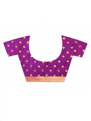 Elora silk blend banarasi woven designer saree for women (magenta) 4