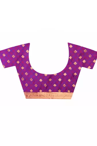 Elora silk blend banarasi woven designer saree for women (magenta)