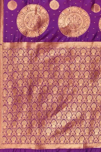 Elora silk blend banarasi woven designer saree for women (magenta)