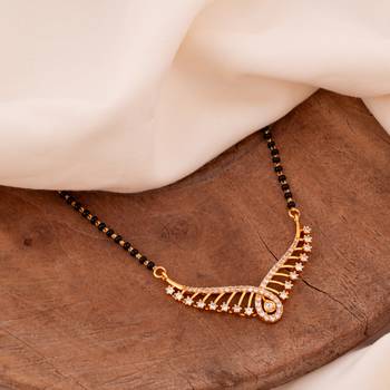  black beads single line mangalsutra 16" one gram gold 1