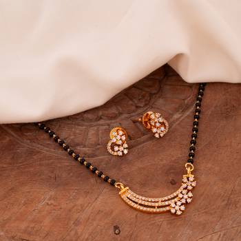  black beads single line mangalsutra 16" with matching earrings set one gram gold 1