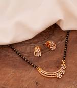  black beads single line mangalsutra 16" with matching earrings set one gram gold
