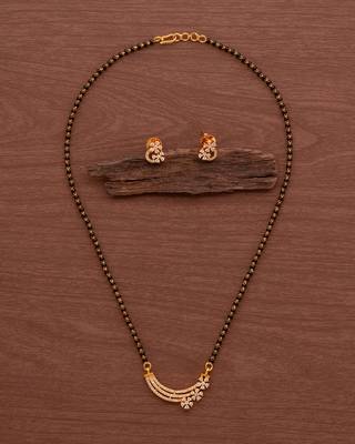  black beads single line mangalsutra 16" with matching earrings set one gram gold 2