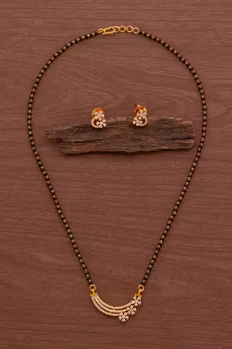  black beads single line mangalsutra 16" with matching earrings set one gram gold