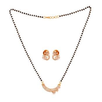  black beads single line mangalsutra 16" with matching earrings set one gram gold 3