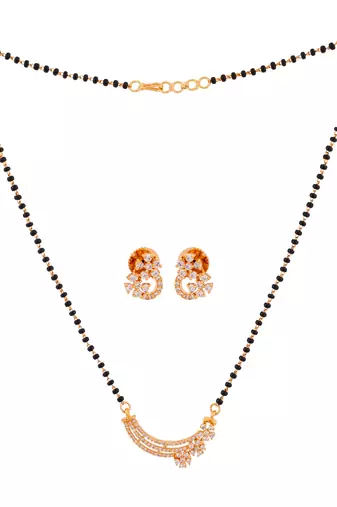  black beads single line mangalsutra 16" with matching earrings set one gram gold