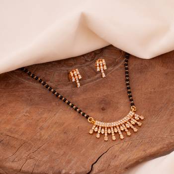  black beads single line mangalsutra 16" with matching earrings set one gram gold 1