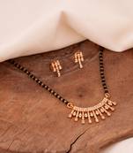  black beads single line mangalsutra 16" with matching earrings set one gram gold