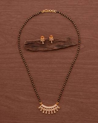  black beads single line mangalsutra 16" with matching earrings set one gram gold 2