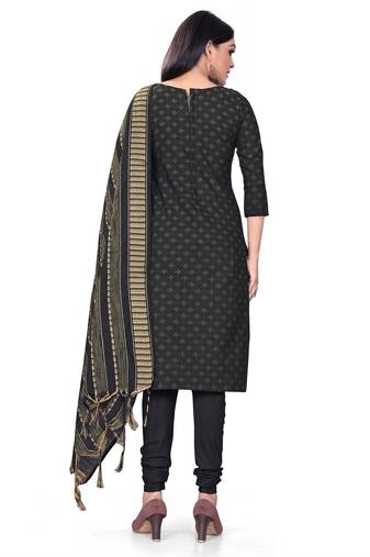 Navy Blue Cotton Jacquard Unstitched Dress Material