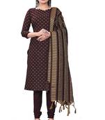 Wine Cotton Jacquard Unstitched Dress Material