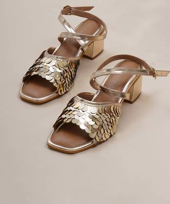 Gold Sequin Embellished Heels 1