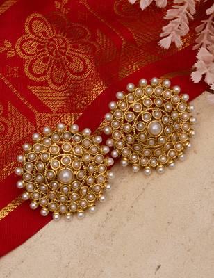 Gold Plated Stylish White Stone Studded Choker Necklace Jewellery Set 6