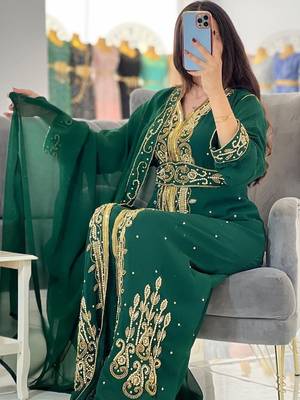 Emerald Green Moroccan Kaftan for Wedding 1