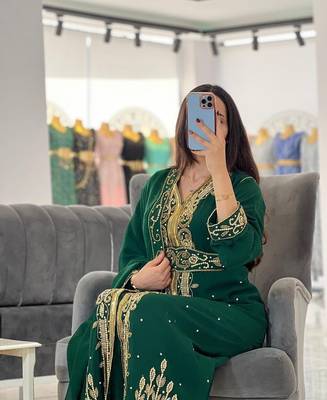 Emerald Green Moroccan Kaftan for Wedding 3