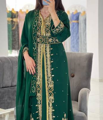 Emerald Green Moroccan Kaftan for Wedding 4