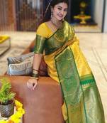 YELLOW  FANCY TRENDY JACCQUARD SAREE