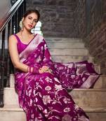 WINE FANCY TRENDY JACCQUARD SAREE
