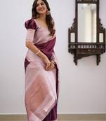 WINE FANCY TRENDY JACCQUARD SAREE