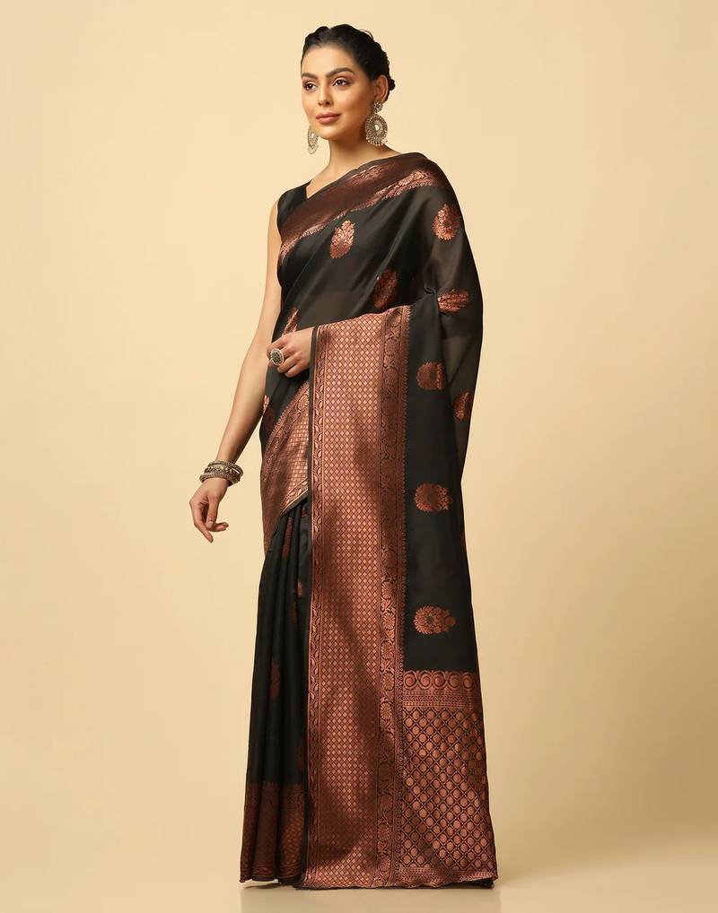 BLACK  FANCY TRENDY JACCQUARD SAREE