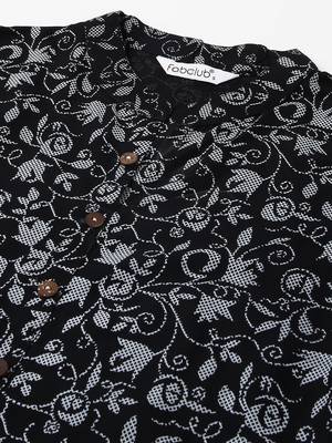 Fabclub rayon floral printed women tunic kurti (black) 5