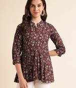Fabclub rayon floral printed women tunic kurti (wine)