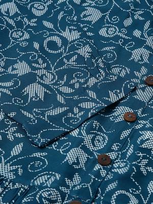Fabclub rayon floral printed women tunic kurti (blue) 4