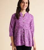 Fabclub rayon floral printed women tunic kurti (purple)