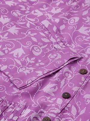 Fabclub rayon floral printed women tunic kurti (purple) 5