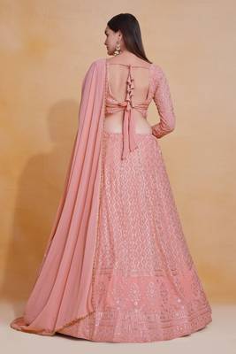 Charming Rosy Brown Lehenga Choli Wedding Party Wear Lucknowi Embroidery Work Lehnga Choli 4