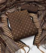Brown Cotton Jacquard Unstitched Dress Material
