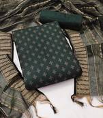 Dark Green Cotton Jacquard Unstitched Dress Material