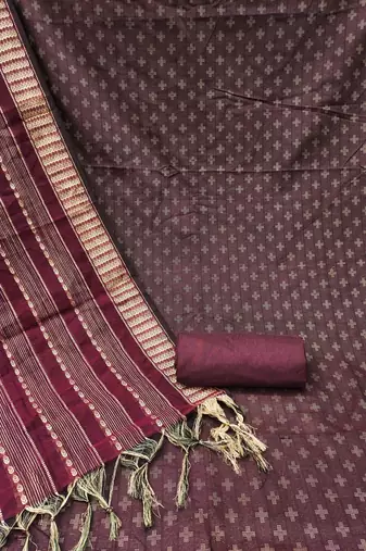 Wine Cotton Jacquard Unstitched Dress Material