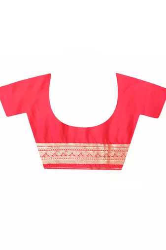 Elora silk blend banarasi woven designer saree for women (red)