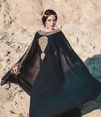 Black Georgette Zari Work Kaftan 2