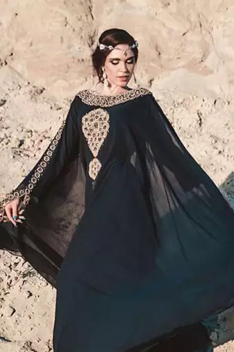 Black Georgette Zari Work Kaftan