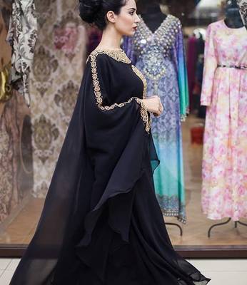 Black Georgette Zari Work Kaftan 3