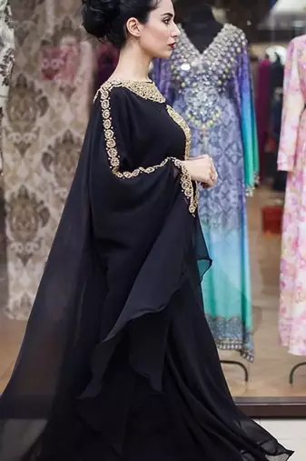 Black Georgette Zari Work Kaftan