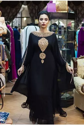 Black Georgette Zari Work Kaftan