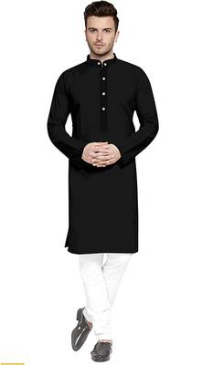 Textile cloth men's black color cotton kurta payjama set 1