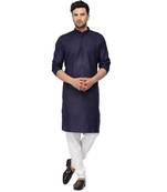 Textile cloth men's navy blue color cotton kurta payjama set