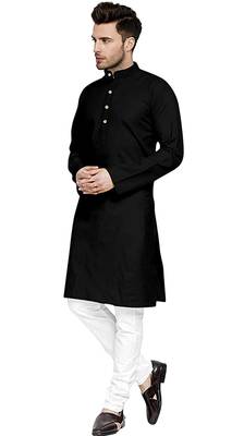 Textile cloth men's black color cotton kurta payjama set 3