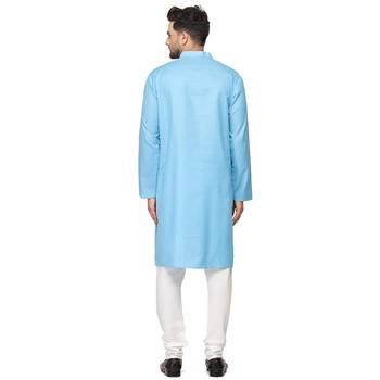 Textile cloth men's sky blue color cotton kurta payjama set 2