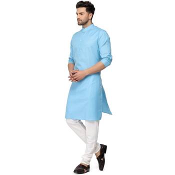 Textile cloth men's sky blue color cotton kurta payjama set 3